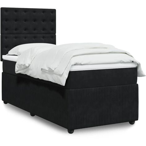 Bettgestell mit Lattenrost und Matratze Schwarz 80x200 cm Velours