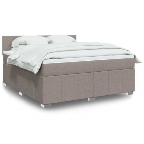 Bettgestell mit Lattenrost und Matratze Taupe 180x200 cm Stoff