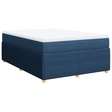 Bettgestell mit Lattenrosten und Matratze Blau 140x200 cm Stoff