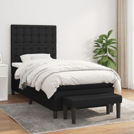 Bettgestell mit Lattenrosten und Matratze Schwarz 100x200 cm Stoff