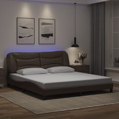 Bettgestell mit LED Braun 180x200 cm Kunstleder vidaXL899924