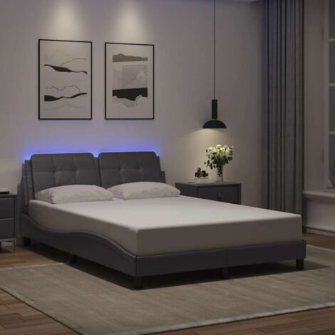 Bettgestell mit LED Grau 140x200 cm Kunstleder vidaXL888223