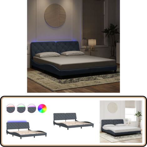 Bettgestell mit LED-Leuchten Dunkelgrau 180x200 cm Samt - Samtbettwäsche - Bettsofa - Doppelbett - Boxspringbett - Hochbett