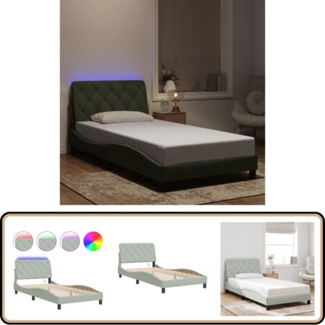Bettgestell mit LED-Leuchten Hellgrau 100x200 cm Samt - Samtsofa - Bettrahmen - Doppelbett - Boxspringbett - Himmelbetten