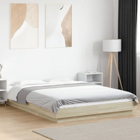 Bettgestell mit LED-Lichtern Eiche Sonoma 120x200 cm