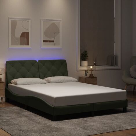 Bettgestell mit LED-Lichtern grau 140x200 cm
