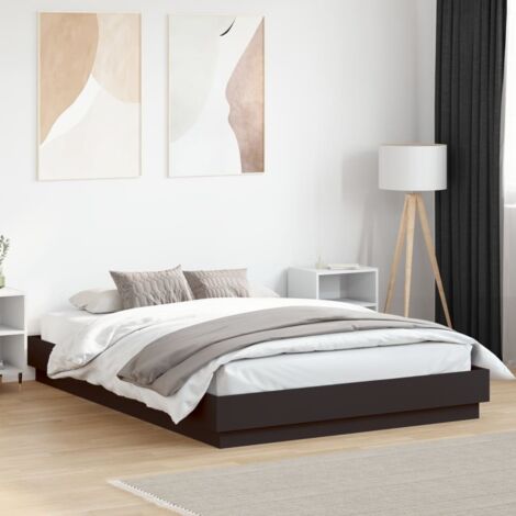 Bettgestell mit LED-Lichtern Schwarz 150x200 cm