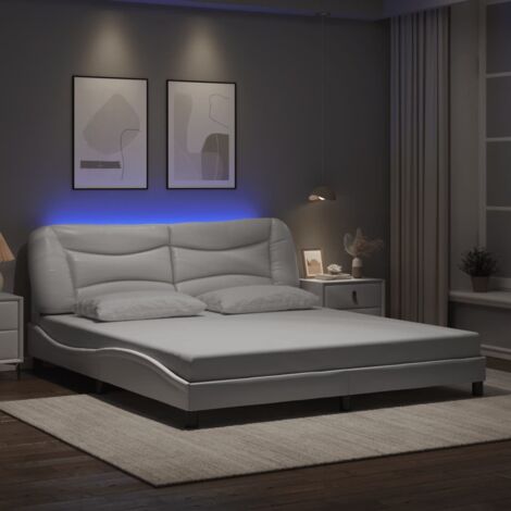 Bettgestell mit LED-Lichtern Schwarz 180x200 cm Kunstleder