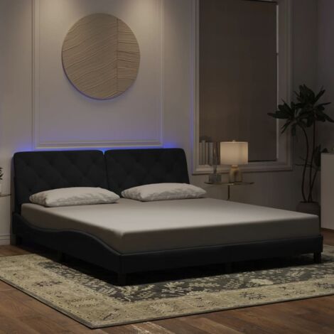 Bettgestell mit LED-Lichtern schwarz 180x200 cm Samt