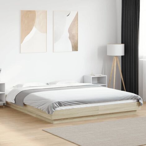 Bettgestell mit LED-Lichtern Sonoma Eiche 160x200 cm