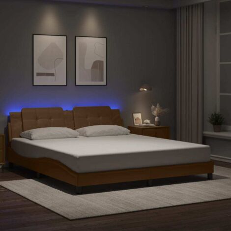 Bettgestell mit LED ohne Matratze "Zadar" Cappuccino-Braun 180x200 cm vidaXL