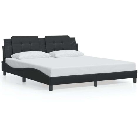 Bettgestell mit LED Schwarz 180x200 cm Kunstleder vidaXL121000