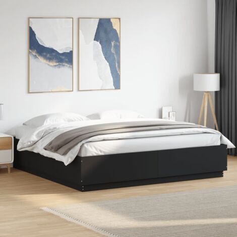 Bettgestell mit LED Schwarz 200x200 cm Holzwerkstoff vidaXL