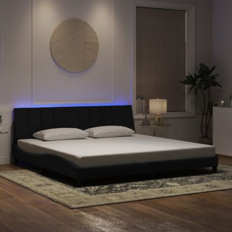 Bettgestell mit LED Schwarz 200x200 cm Samt vidaXL331943