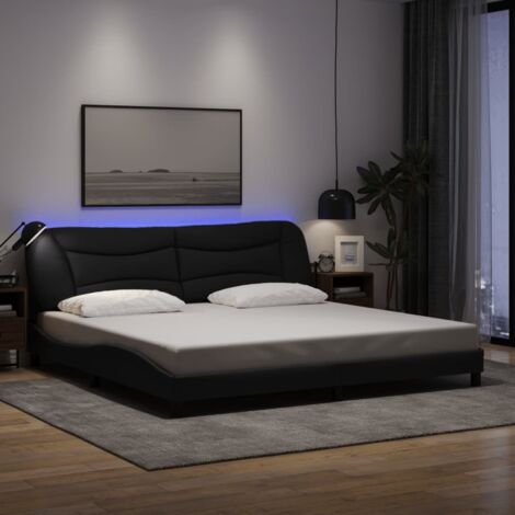 Bettgestell mit LED Schwarz 200x200 cm Stoff vidaXL82682