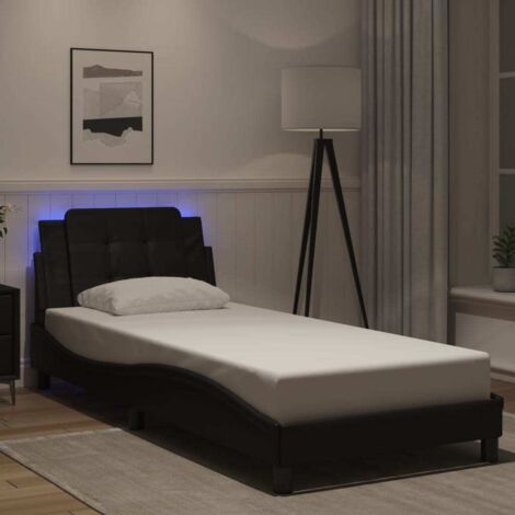 Bettgestell mit LED Schwarz 80x200 cm Kunstleder vidaXL321902