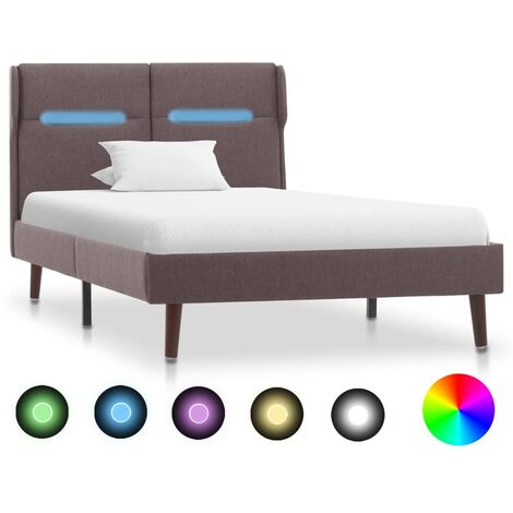 vidaXL Polsterbett LED Hellgrau Stoff 100x200cm Einzelbett Bett Bettgestell vidaXL Polsterbett LED Hellgrau Stoff 100x200cm Einzelbett Bett Bettgestell