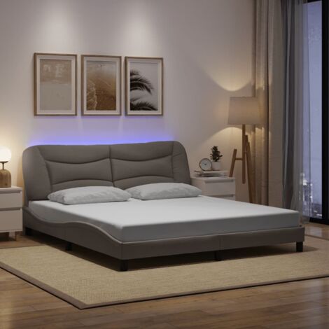 Bettgestell mit LED Taupe 180x200 cm Stoff vidaXL59845