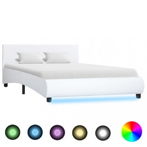 Bettgestell mit LED Weiß Kunstleder 140x200 cm vidaXL