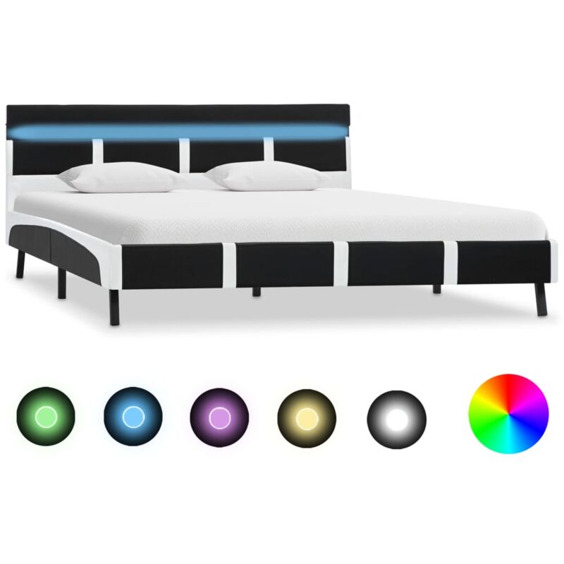 Bettgestell Mit Led Schwarz Kunstleder 160x200 Cm Vidaxl