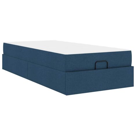 Bettgestell mit Matratze Blau 90 x 200 cm Stoff vidaXL