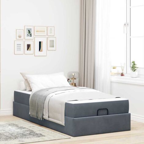 Bettgestell mit Matratze Dunkelgrau 90 x 200 cm Samt vidaXL