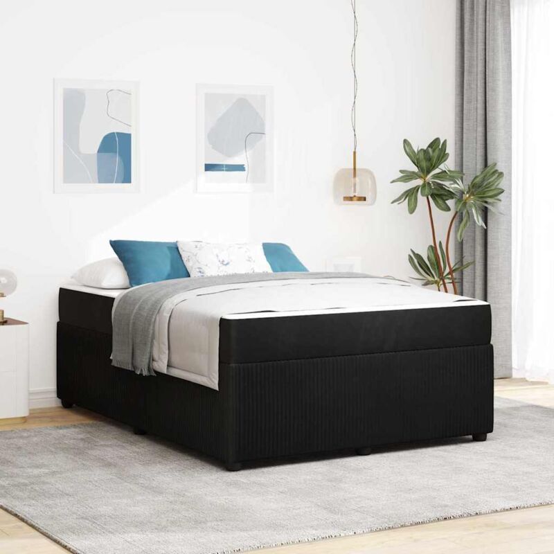 Bettgestell Mit Matratze Mit Matratze Schwarz 160 X 200 Cm Samt Vidaxl