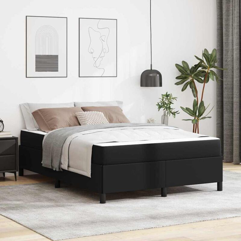 Bettgestell Mit Matratze Schwarz 140 X 190 Cm Kunstleder Vidaxl
