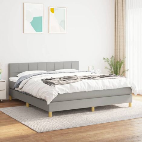 Bettgestell mit Matratze,Betten für Erwachsene,Boxspringbett,Schlafzimmerbett Hellgrau 180x200 cm Stoff -Maison 63327 BonneVie
