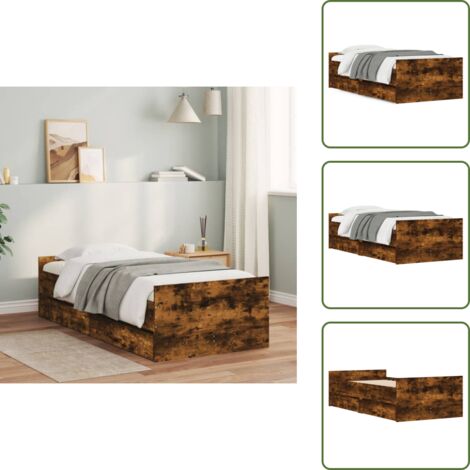 Bettgestell mit Schubladen Räuchereiche 90x200 cm - Bettesrahmen - Holzbettfundament - Schrankbett - Doppelbett - Einzelbett