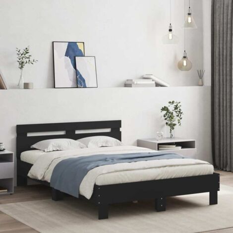 Bettgestell mit schwarz Kopfteil 120x190 cm aus Spanplatte