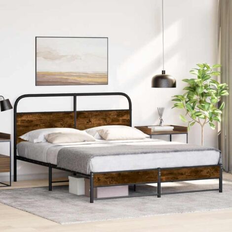 Bettgestell ohne Matratze 150x200 cm Räuchereiche Holzwerkstoff vidaXL