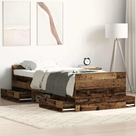 Bettgestell ohne Matratze Altholz-Optik 100x200cm Holzwerkstoff vidaXL