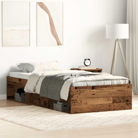 Bettgestell ohne Matratze Altholz-Optik 75x190 cm Holzwerkstoff vidaXL