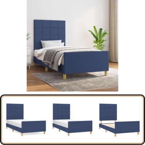 Bettgestell ohne Matratze Blau 100x200 cm Stoff - Bettes Gestell - Holzbetten - Lattenrost - Boxspringbett - Doppelbett