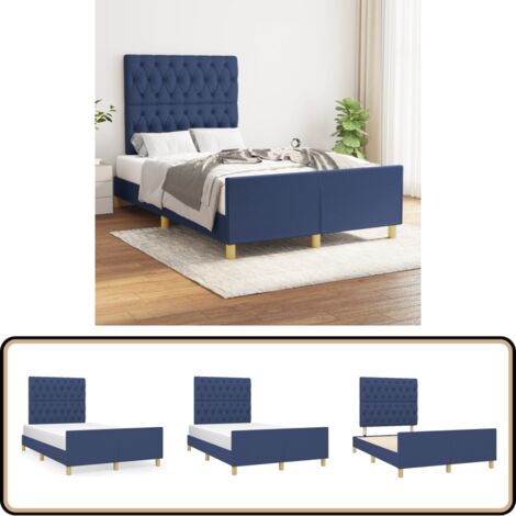 Bettgestell ohne Matratze Blau 120x200 cm Stoff - Bettsofa - Holzbettfundament - Lattenrost - Boxspringbett - Doppelbett
