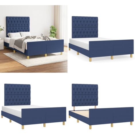 Bettgestell ohne Matratze Blau 120x200 cm Stoff - Bettsofa - Holzbettfundament - Lattenrost - Boxspringbett - Doppelbett - Home & Living