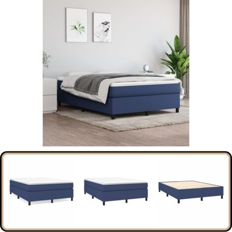 Bettgestell ohne Matratze Blau 140x200 cm Stoff - Bettes Gestell - Doppelbett - Blau - Holzrahmen - Lattenrost