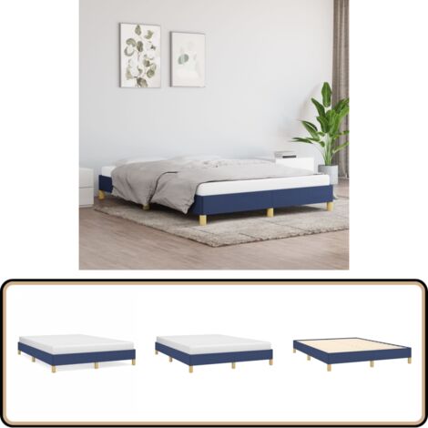 Bettgestell ohne Matratze Blau 140x200 cm Stoff - Bettrahmen - Doppelbett - Blau - Holzrahmen - Lattenrost