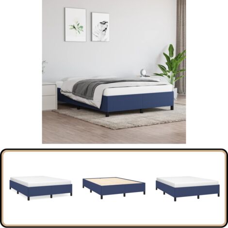 Bettgestell ohne Matratze Blau 140x200 cm Stoff - Bettrahmen - Doppelbett - Blau - Lattenrost - Holzrahmen