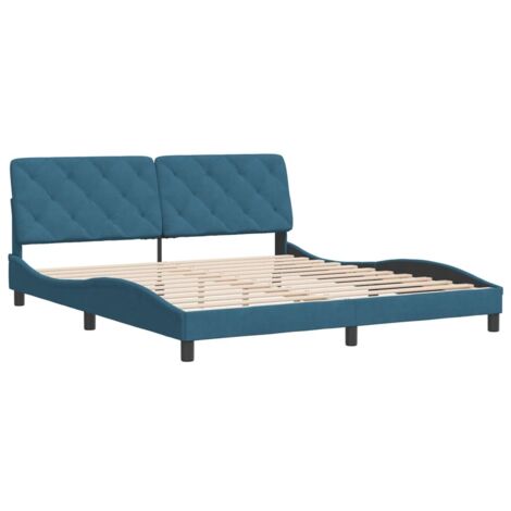 Bettgestell ohne Matratze Blau 180x200 cm Samt vidaXL