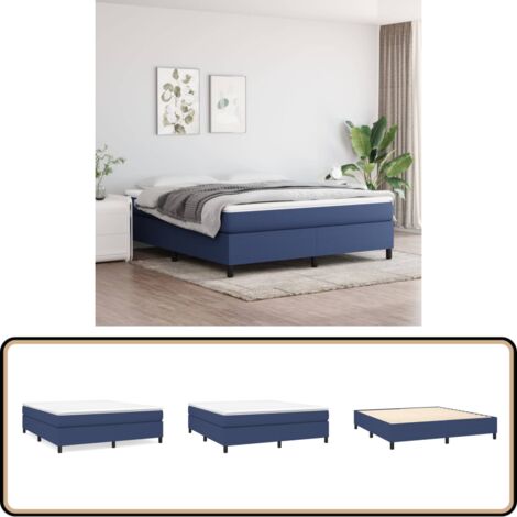Bettgestell ohne Matratze Blau 180x200 cm Stoff - Bettes Gestell - Doppelbett - Blau - Holzrahmen - Lattenrost