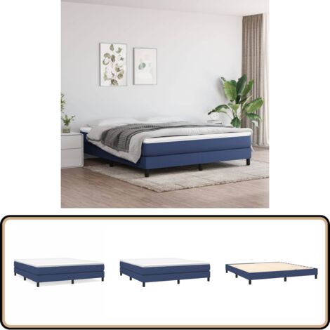 Bettgestell ohne Matratze Blau 180x200 cm Stoff - Bettes Gestell - Doppelbett - Blau - Holzrahmen - Lattenrost