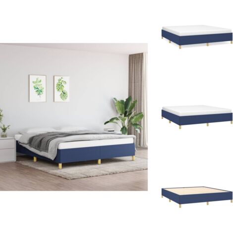 Bettgestell ohne Matratze Blau 180x200 cm Stoff - Bettrahmen - Doppelbett - Blau - Holzrahmen - Lattenrost