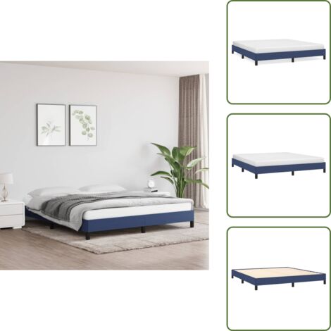 Bettgestell ohne Matratze Blau 180x200 cm Stoff - Bettrahmen - Doppelbett - Blau - Holzrahmen - Lattenrost