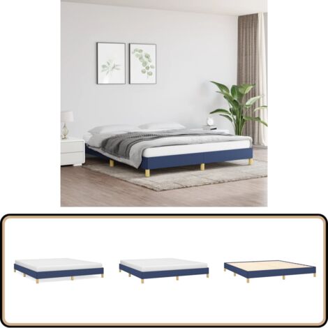 Bettgestell ohne Matratze Blau 180x200 cm Stoff - Bettrahmen - Doppelbett - Blau - Holzrahmen - Lattenrost