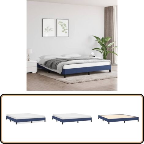 Bettgestell ohne Matratze Blau 180x200 cm Stoff - Bettrahmen - Doppelbett - Blau - Holzrahmen - Lattenrost