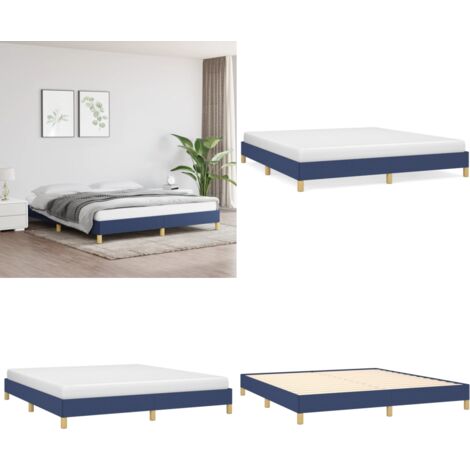 Bettgestell ohne Matratze Blau 180x200 cm Stoff - Bettrahmen - Doppelbett - Blau - Holzrahmen - Lattenrost - Home & Living