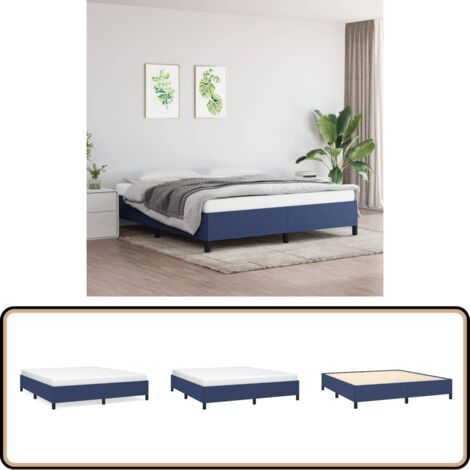 Bettgestell ohne Matratze Blau 180x200 cm Stoff - Bettrahmen - Doppelbett - Blau - Lattenrost - Holzrahmen