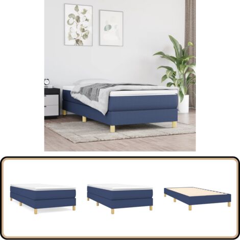 Bettgestell ohne Matratze Blau 80x200 cm Stoff - Bettes - Holzbetten - Lattenrost - Single Bett - Blau